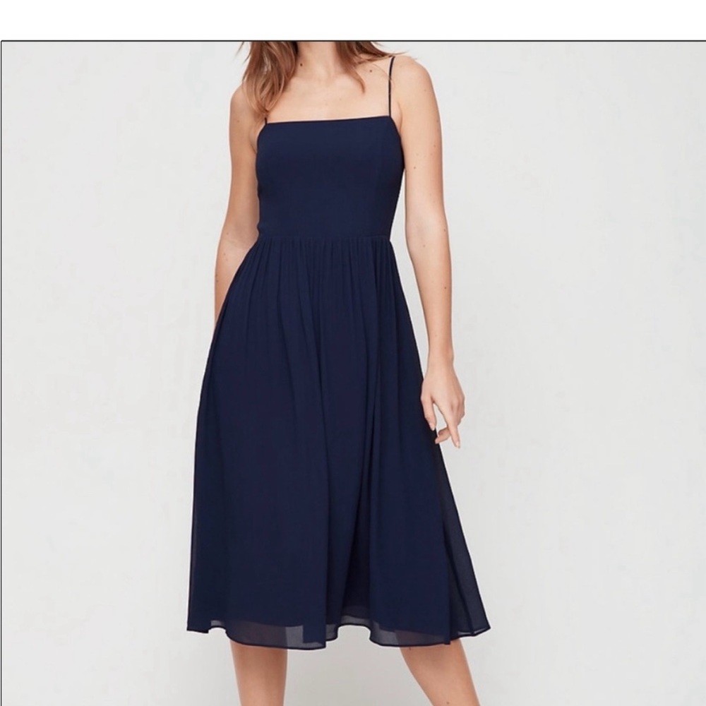 Aritzia Babaton Noel Midi Dress Navy